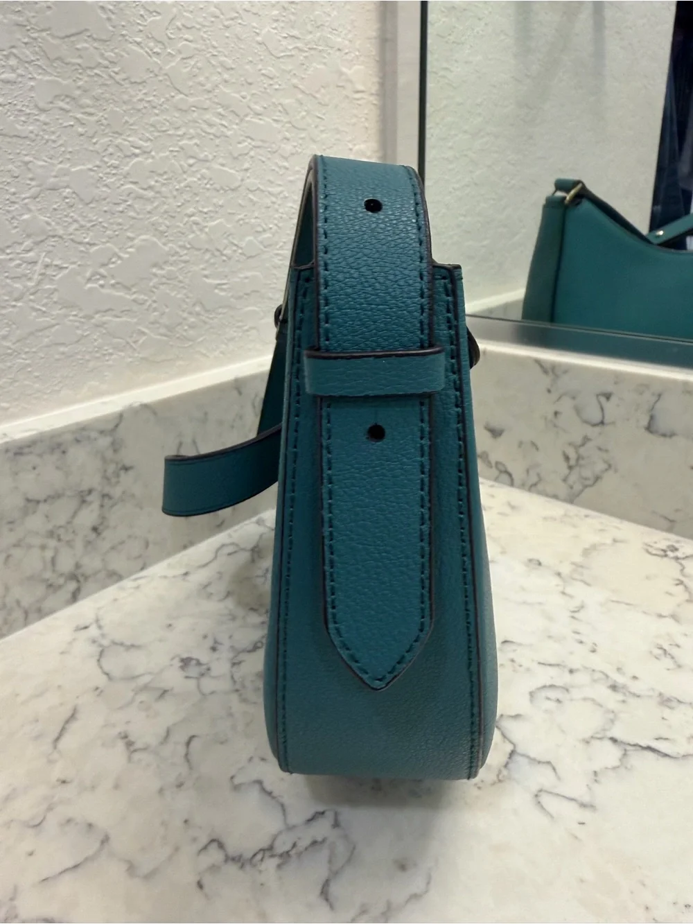 Pierre Cardin Paris Genuine Cow Leather Teal Hobo Shoulder Bag NWOT